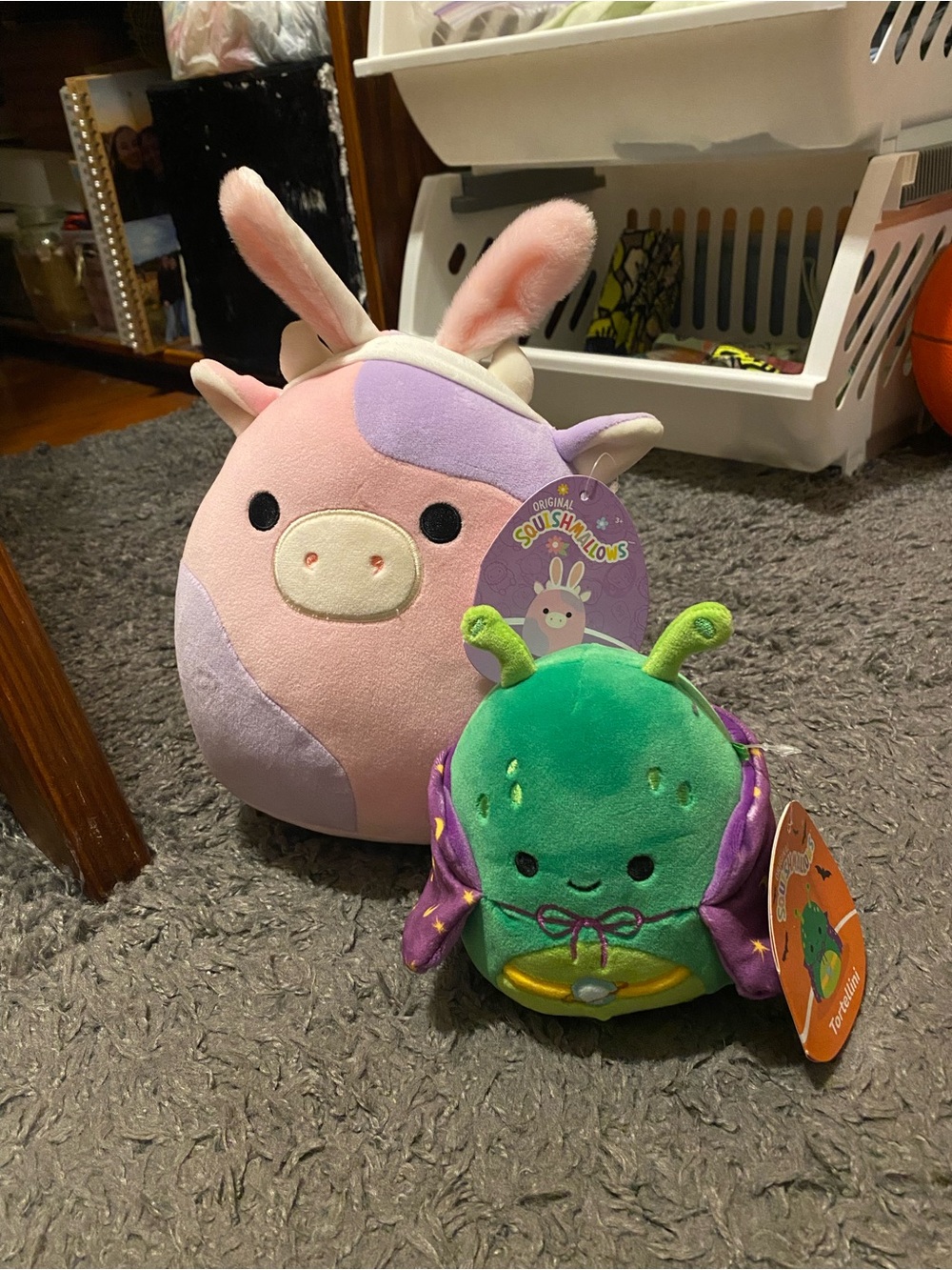 NWT Squishmallows Pink & Green Bunny and Alien Plush Duo